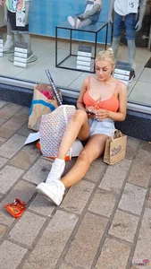 Busty chav blonde in revealing top and jean shorts! (OC) [CS4U]