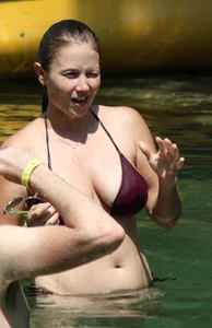 Two big boobed bikini babes in maroon bikinis