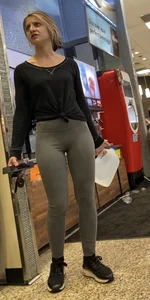 Butterface with Tight Gray Leggings