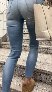 Tight jeans going upstairs