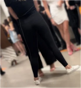 Cute petite blond wearing hot yoga pants