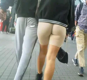 German Girl in Spandex Shorts