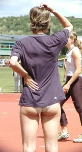 Candid track girls and runner