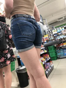 Gorgeous Girl in Denim Shorts With Perfectly Hot Legs And Butt Supermarket Creepshots Collection