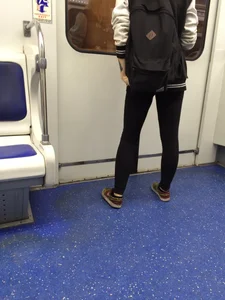 Blonde in Black Tight Pants Subway Train Creepshots