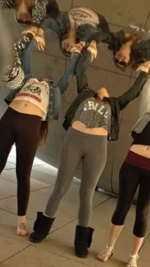 Girl in Grey Tights Doggy Style Cameltoe Candid