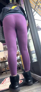 Nerdy Indian MILF purple leggings