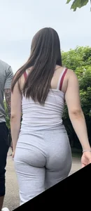 Pawg showing off her wedgie in ultra tight grey pants with her BF