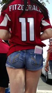 Jean short shorts at football game