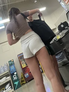 Tall blonde booty peeking out of shorts😼(OC)