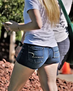 Cute Blonde in Jean Shorts