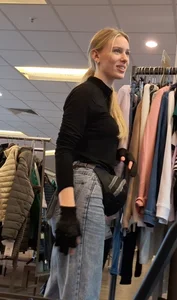 Beautiful blonde girl in jeans