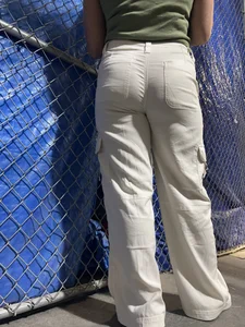 Blonde in white pants squatting and cleaning (oc)