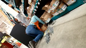 Oblivious Home Depot Milf cleaning up.