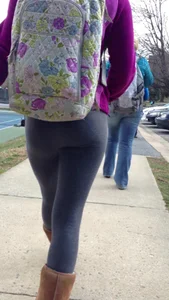Hot ass college girl in leggings with a nice ass