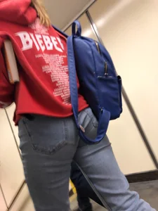 Teen in Blue Jeans Subway Candid