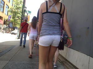 Philly girl with a nice ass in white shorts with vpl