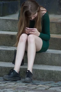 Sexy and beautiful girl in tight green skirt with nice legs and vpl