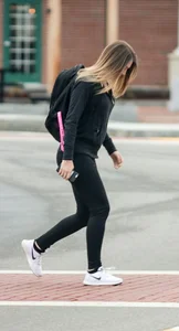Sexy college babe walking in leggings with a nice ass