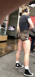 Super fit college gym girl showing off in shorts - all OC