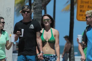Big collection of various sexy girls on a beach in bikinis