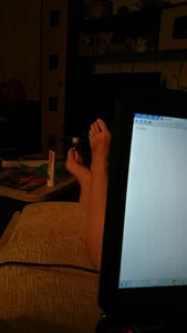 Selfies of gils' feet and legs