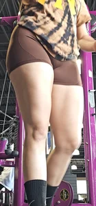 Ass in brown short