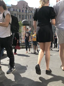 NIce candid girl wearing a skirt street closeups