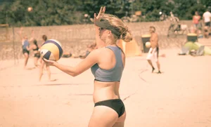 Beach volleyball babes in bikinis