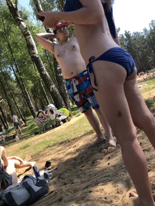 Nice Candid Ass and Legs in Blue Swimsuit at the Forest Lake Beach Creepshots