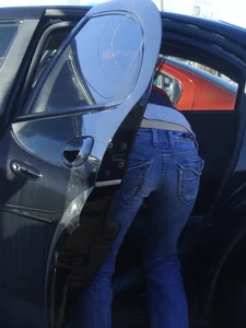 Some candid girls cleaning their cars in jeans and some showing ass crack