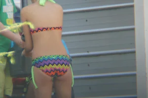 A hot teen neighbor in various bikinis