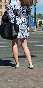 Girl in a Dress And Flats With Slim Legs Street Creepshots Collection