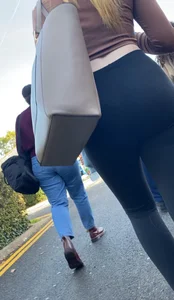 Cute slim college girl in leggings + VTL