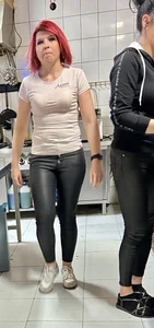Redhead Milf Black Shiny Jeans (NOT OC)
