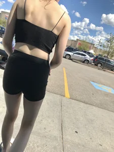 Slim teen with huge tits out shopping with mom