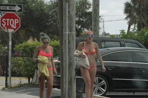 Sexy Florida beach bikini girls, some topless