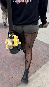 [OC] Cute Goth Booty in Short Shorts and Fishnets