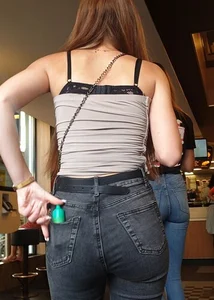 Various hot butts in tight jeans on the street and inside cafes, some teens too