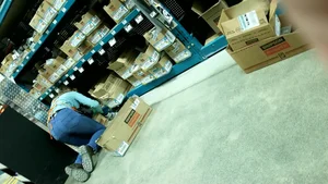 Oblivious Home Depot Milf cleaning up.