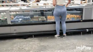 Mature Redhead Milf in light blue leggings