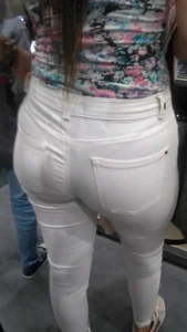 Latina with a nice ass in tight white jeans