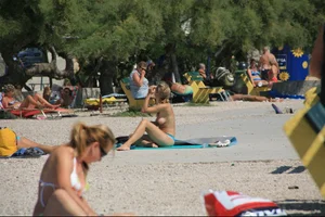 Nude beach girls in Baska, Croatia