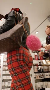 Do not miss this big perfect ass in tight chequered red leggings. AMAZING ASS