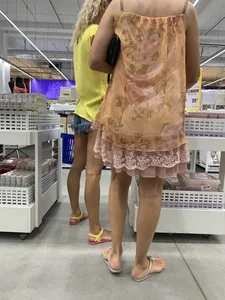 Mother upskirt and daughter showing ass cheeks