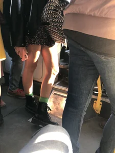 Beautiful Candid Girl With Tattooed (And Slightly Hairy) Legs in Boots and a Dress Public Bus Creepshots Gallery