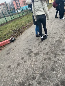 Teen Girl With a Flat Ass And Slim Legs in Tight Jeans on the Street
