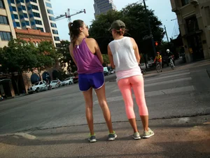 Hot Candid Girls in Sportswear on the Crosswalk Street Creepshot