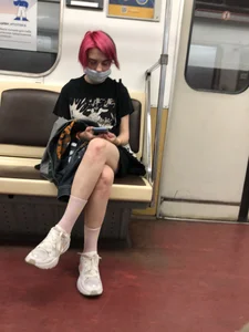 Cute Candid Teen With Red Hair in a Skirt Subway Creepshots Gallery