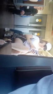 Series of candid videos in a public train, girl with sexy legs in shorts